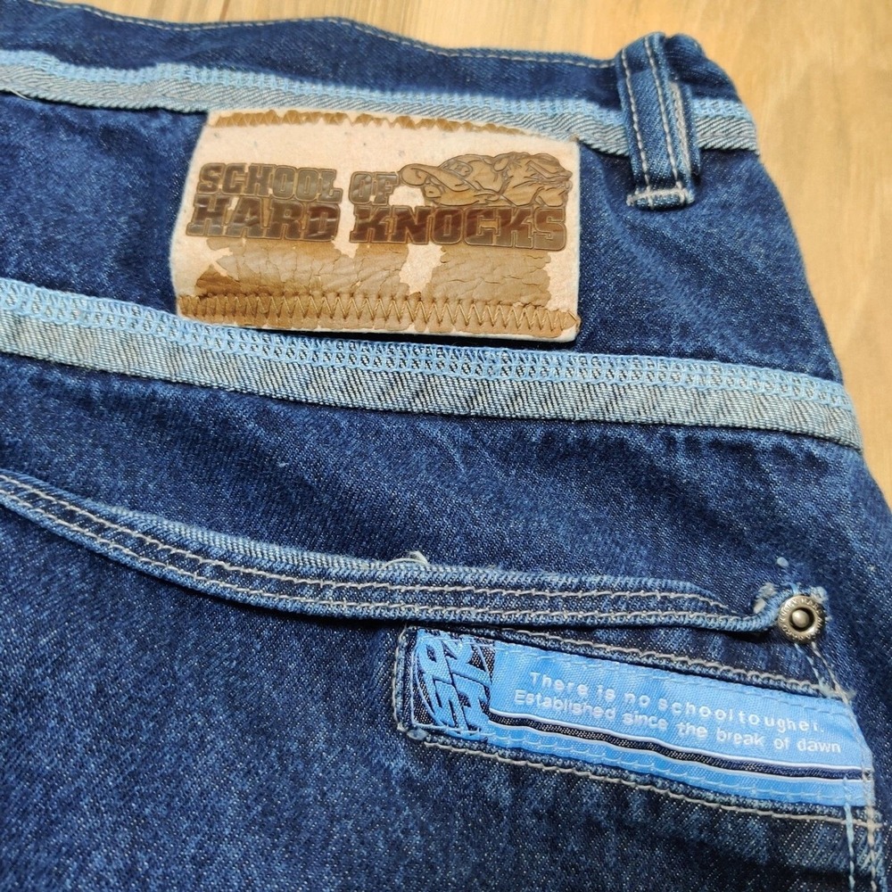 Vintage Y2K School Of Hard Knocks Embroidered Skater Carpenter Jeans Size 38X31 - Picture 6 of 15